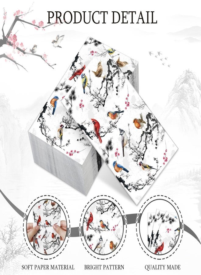 Qilery 200 Packs Guest Napkins Disposable Paper Decorative Tableware Dinner Napkin for Kitchen Dinner Wedding Anniversary Holiday Spring Tea Party Winter Party Supplies(Bird) - Image 3